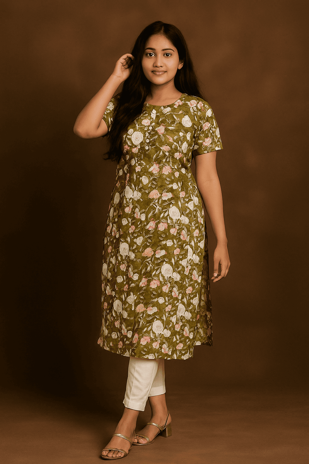 D.Gokuldas NX - Mehendi Green Printed Kurti